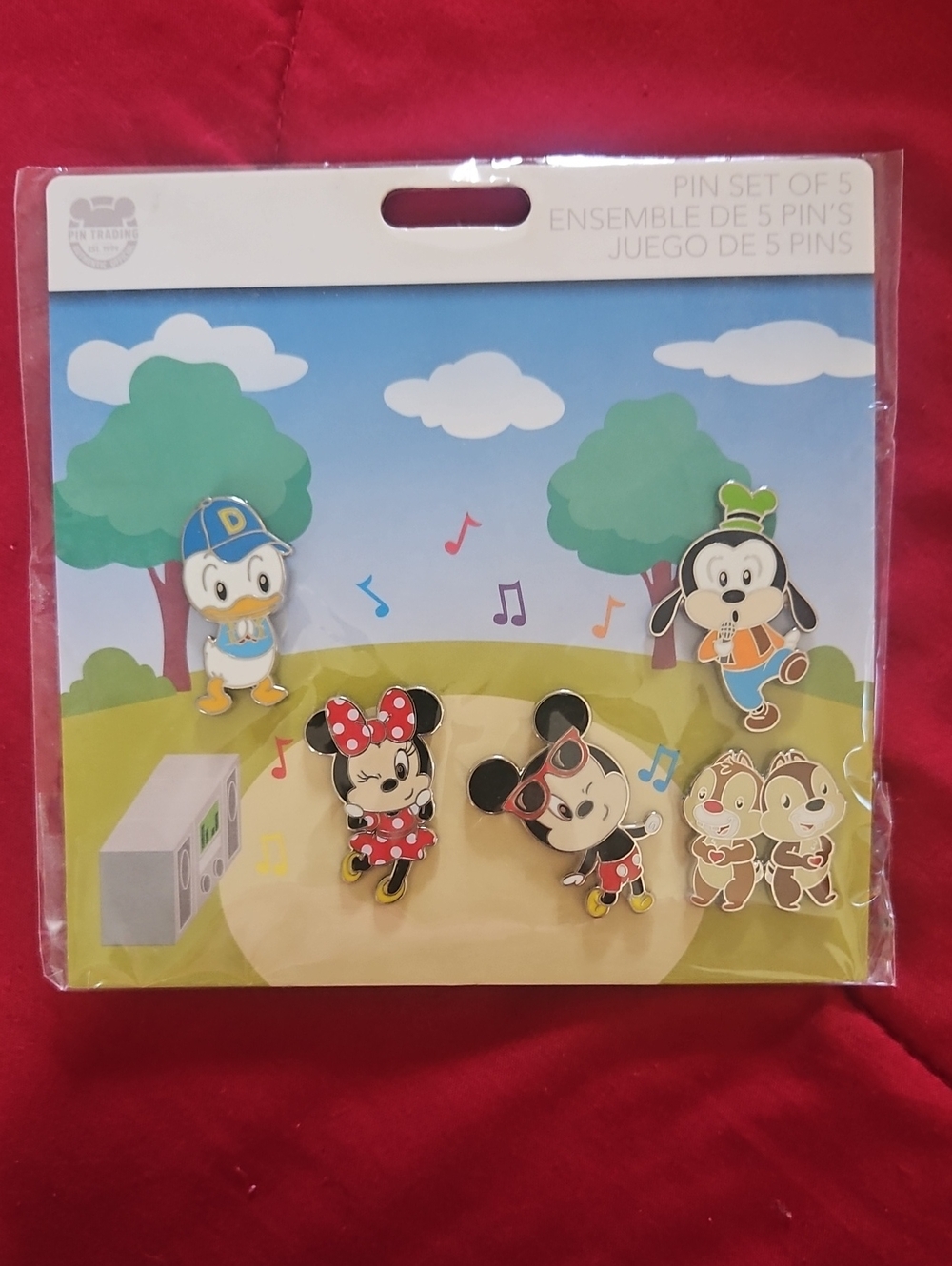Disney Character Enamel Pin Set - Red, Black, Blue & Green